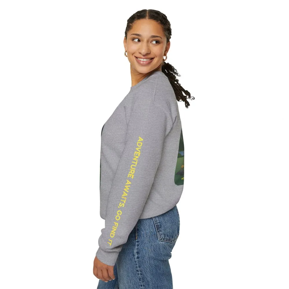 6695971681326557218_2048.jpeg Unisex Heavy Blend™ Crewneck Sweatshirt — "Adventure Awaits-Go Find It"" Design Sitcom-Line