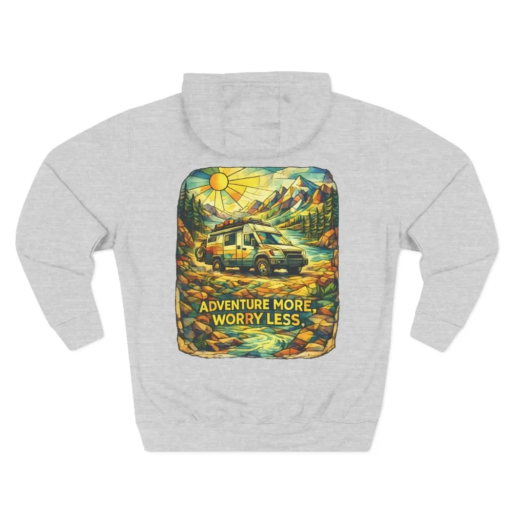 6697510349650076055_2048.jpeg Three-Panel Fleece Hoodie - "Adventure More Worry Less" Design Cubic-Line