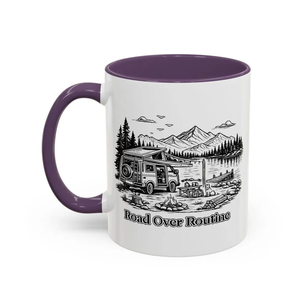 6711730616334165082_2048.jpeg Accent Coffee Mug (11, 15oz) — "Road Over Routine" Design Minimal-Line