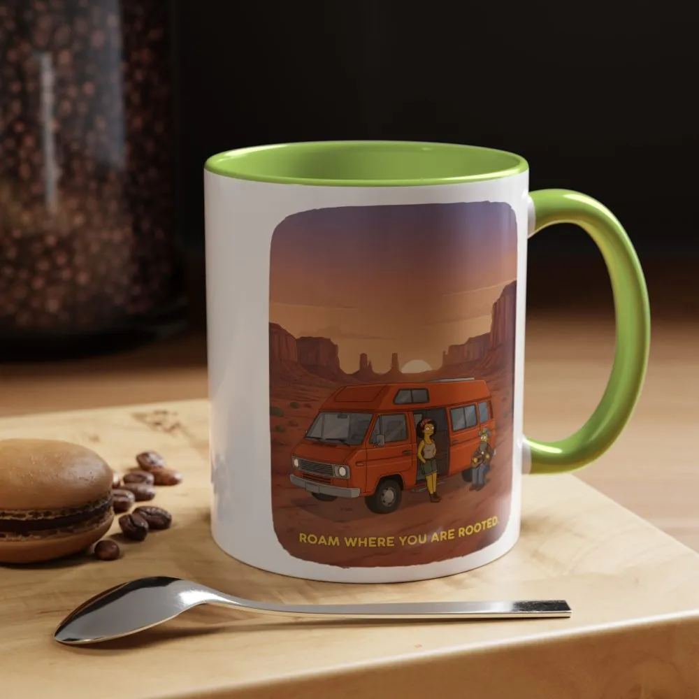Accent Coffee Mug (11, 15oz) — "Roam Where You Are Rooted" Design Sitcom-Line
