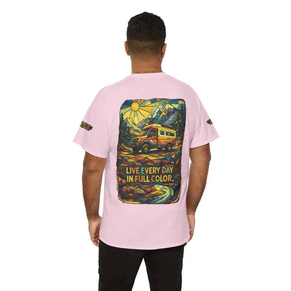 6718619839296004892_2048.jpeg Unisex Heavy Cotton Tee — "Live Life Every Day In Full Color" Design Cubic-Line