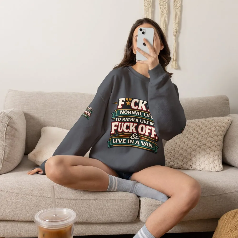 6720005645425410358_2048.jpeg Unisex Heavy Blend™ Crewneck Sweatshirt — "Fuck A Normal Life" Design F**K-Line