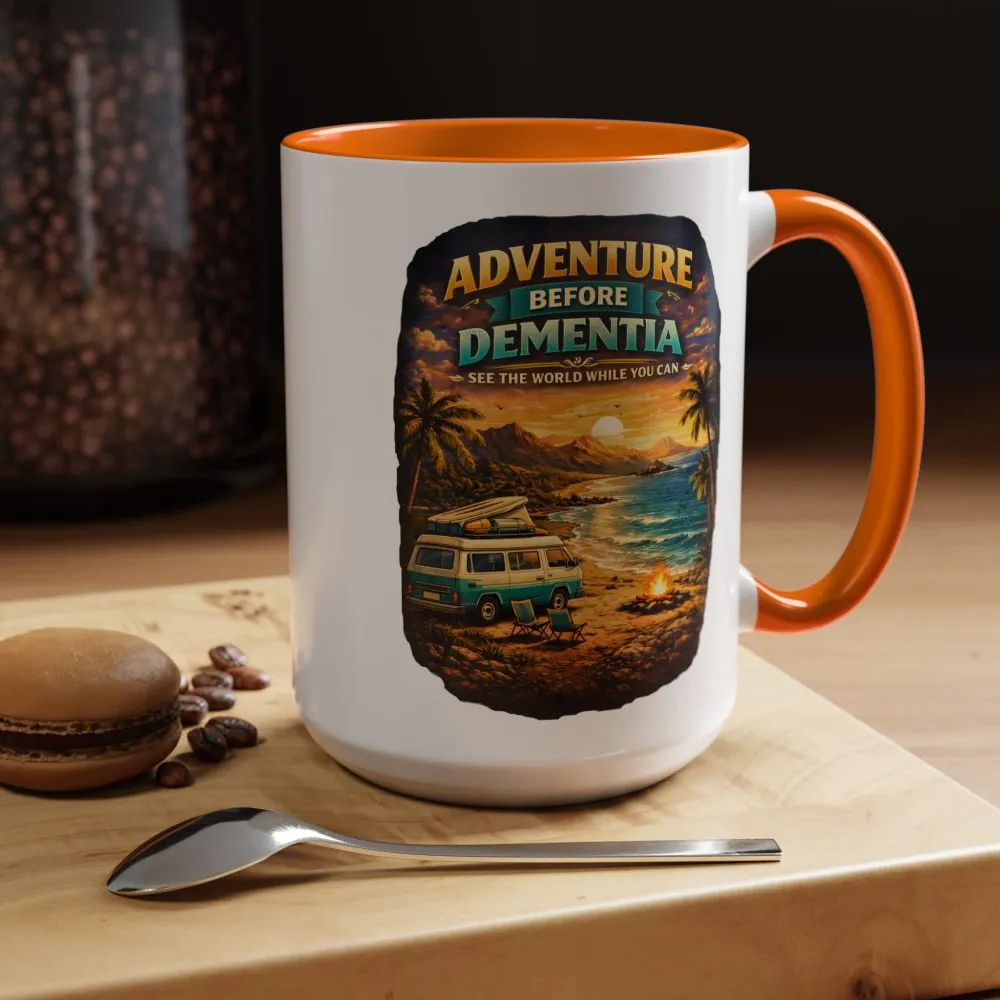 Accent Coffee Mug (11, 15oz) — "Adventure Before Dementia" Design Scenic-Line
