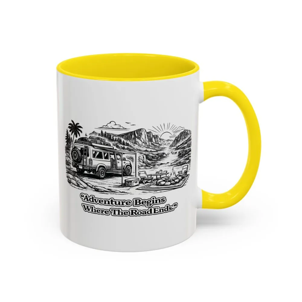 6725481540431714551_2048.jpeg Accent Coffee Mug (11, 15oz) — "Adventure Begins Where The Road Ends" Design Minimal-Line