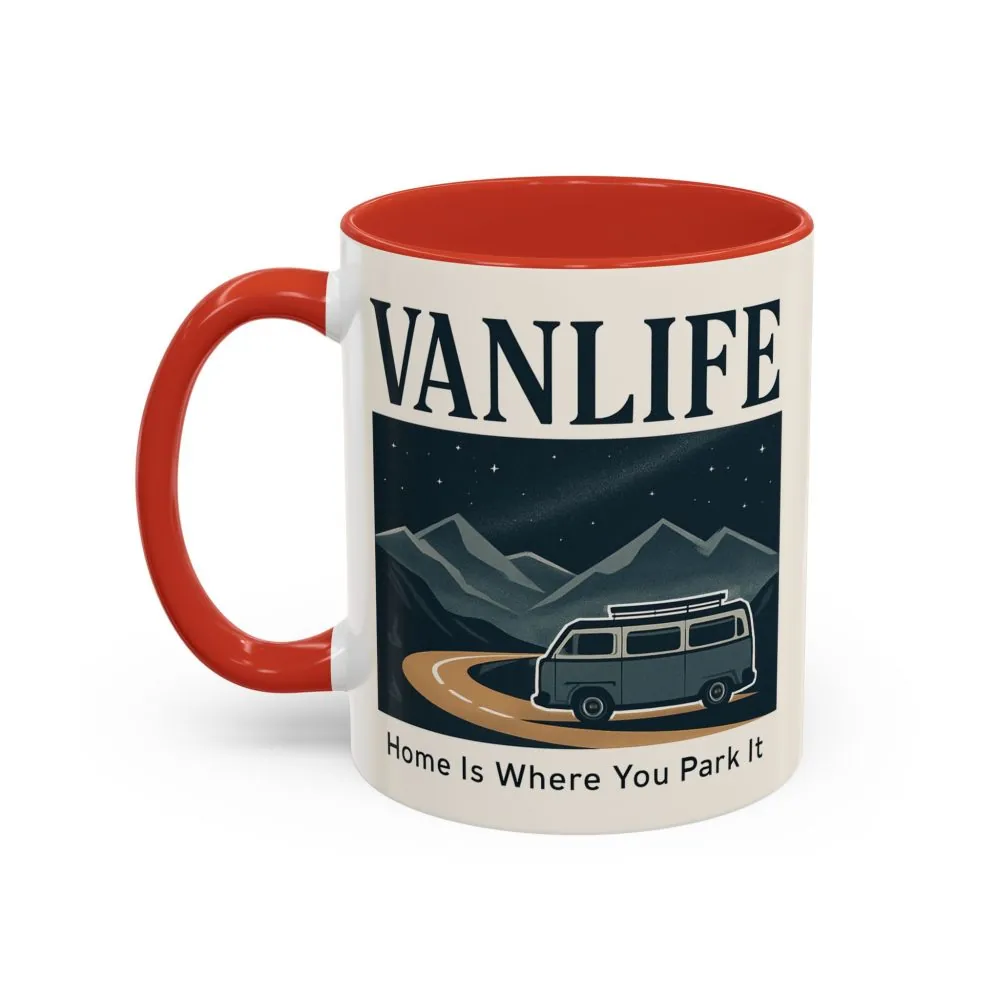 6730370489093053691_2048.jpeg Coffee Mug — "Vanlife - Home Is Where You Park It" Accent Campervan Travel Mug