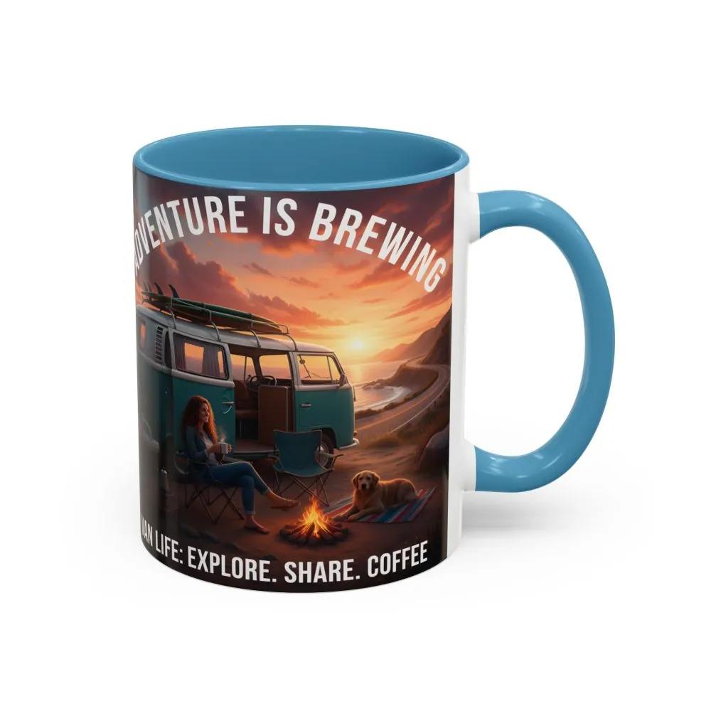 6741977639476717505_2048.jpeg Accent Coffee Mug (11, 15oz) — "Adventure is brewing"