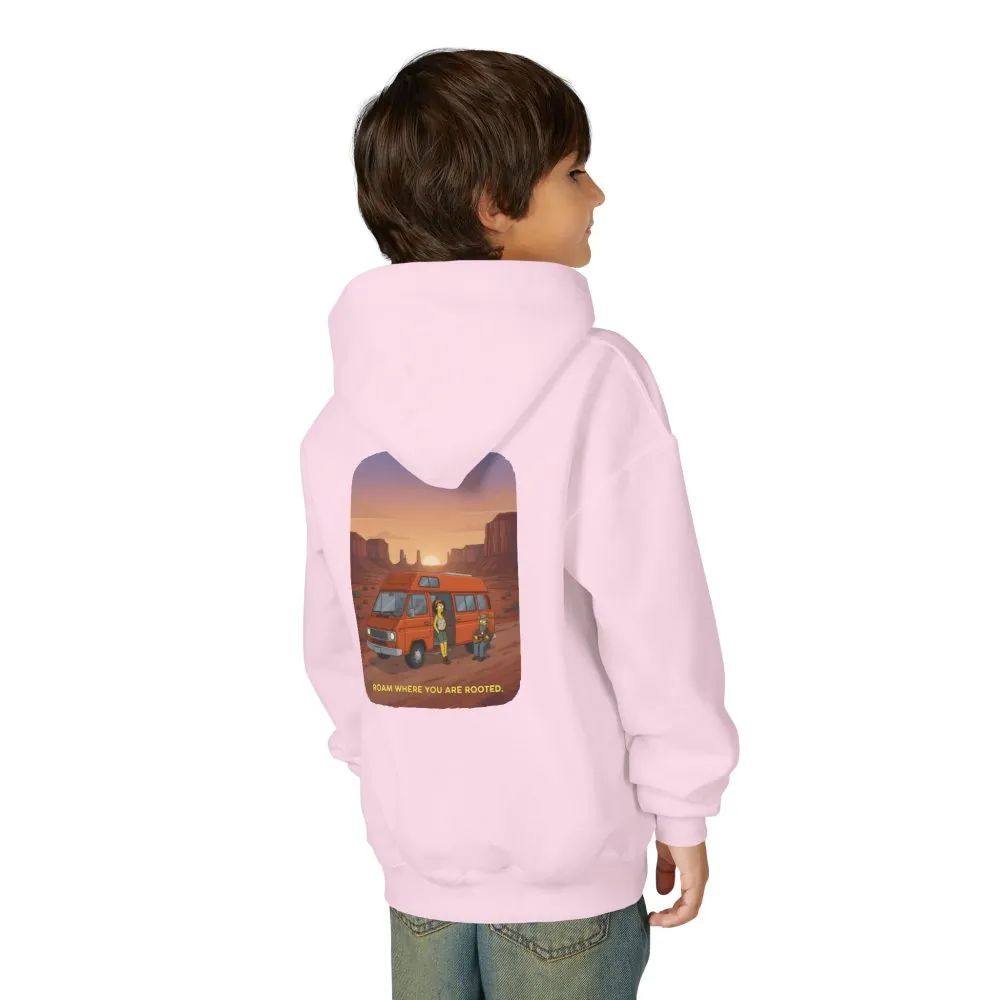 Youth Hoodie(Gildan) – "Roam Where You Are Rooted" (Design Sitcom-Line)