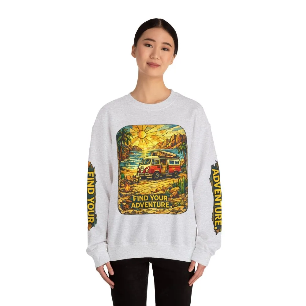 6758790920919678122_2048.jpeg Unisex Heavy Blend™ Crewneck Sweatshirt — "Find Your Adventure" Design Cubic-Line