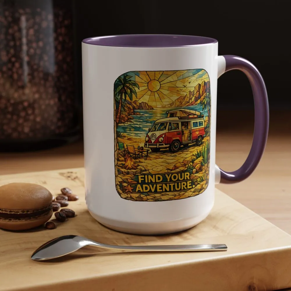 6766565432093977579_2048.jpeg Accent Coffee Mug (11, 15oz) — ""Find Your Adventure"" Design Cubic-Line