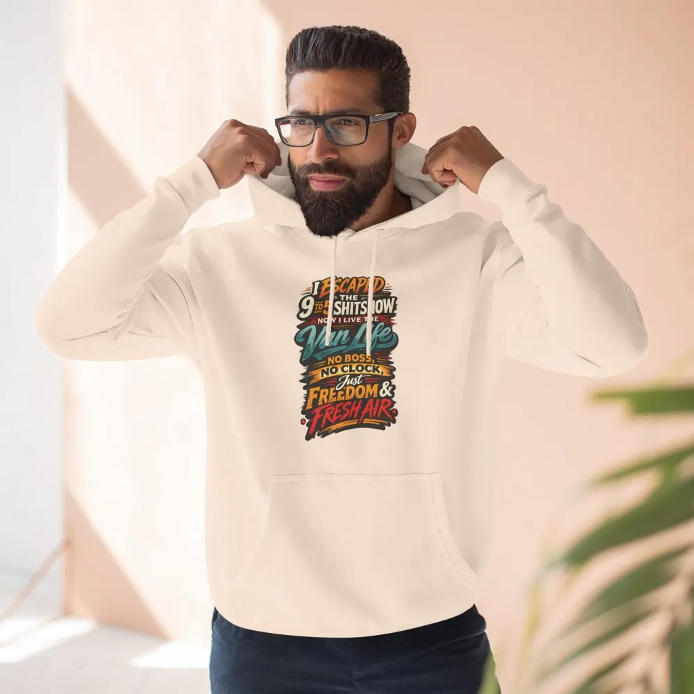 Three-Panel Fleece Hoodie - "I Escaped The 9 To 5" Design F**K-Line
