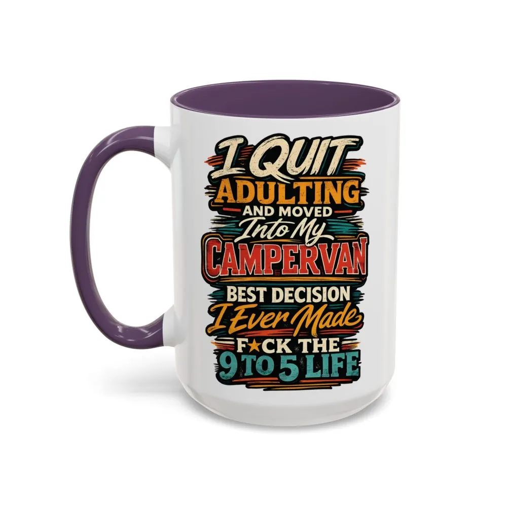 Accent Coffee Mug (11, 15oz) — "I Quit Adulting" Design F**K-Line