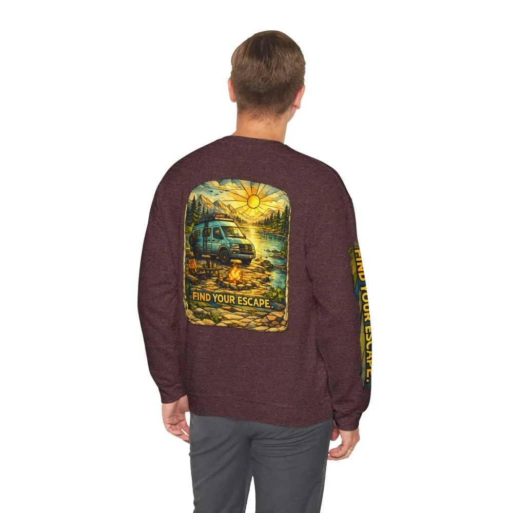 6798344723876905335_2048.jpeg Unisex Heavy Blend™ Crewneck Sweatshirt — "Find Your Escape" Design Cubic-Line