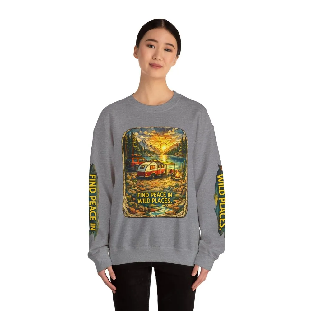 680443014252519251_2048.jpeg Unisex Heavy Blend™ Crewneck Sweatshirt — "Find Peace In Wild Places" Design Cubic-Line