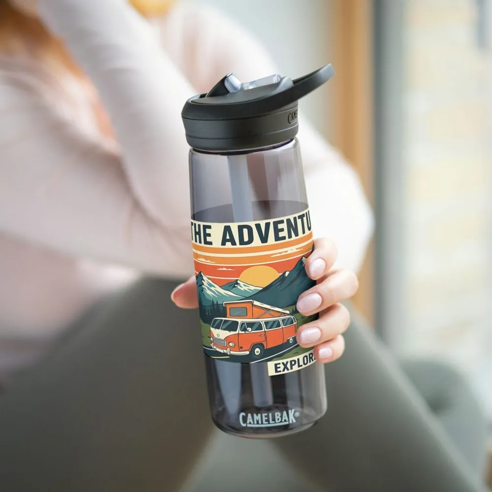 Water Bottle — 20/25oz CamelBak Eddy® | "Adventure Is Out There " Retro Mountain & Van Camping Design