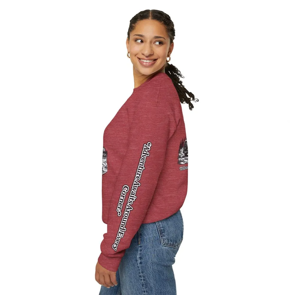 6818828379585011827_2048.jpeg Unisex Heavy Blend™ Crewneck Sweatshirt — "Adventure Awaits Around Every Corner" Design Minimal-Line