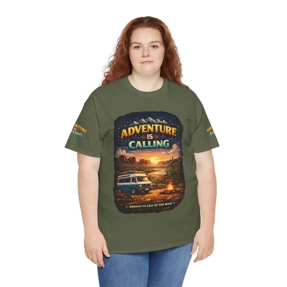 682749375327980419_2048.jpeg Unisex Heavy Cotton Tee — "Adventure Is Calling" Design Scenic-Line