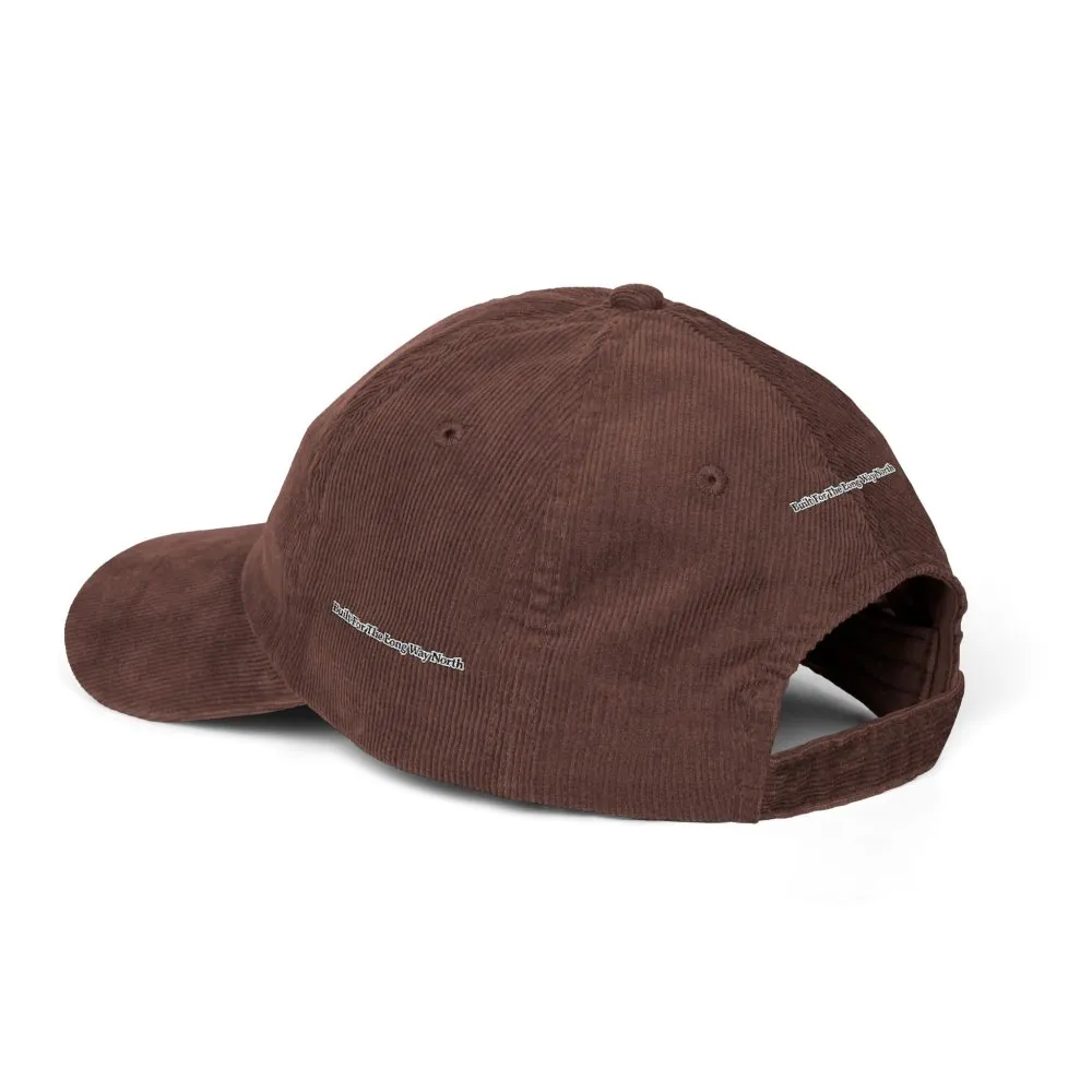 6846537389121033695_2048.jpeg Vintage Corduroy Cap (Embroidery) — "Built For The Long Way North" Embroidered Hat