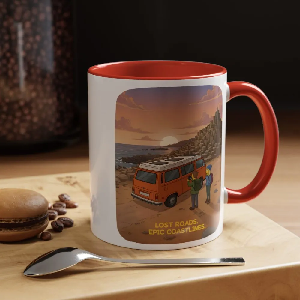 Accent Coffee Mug (11, 15oz) — "Lost Roads Epic Coastlines" Design Sitcom-Line