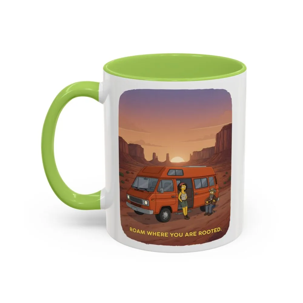 Accent Coffee Mug (11, 15oz) — "Roam Where You Are Rooted" Design Sitcom-Line