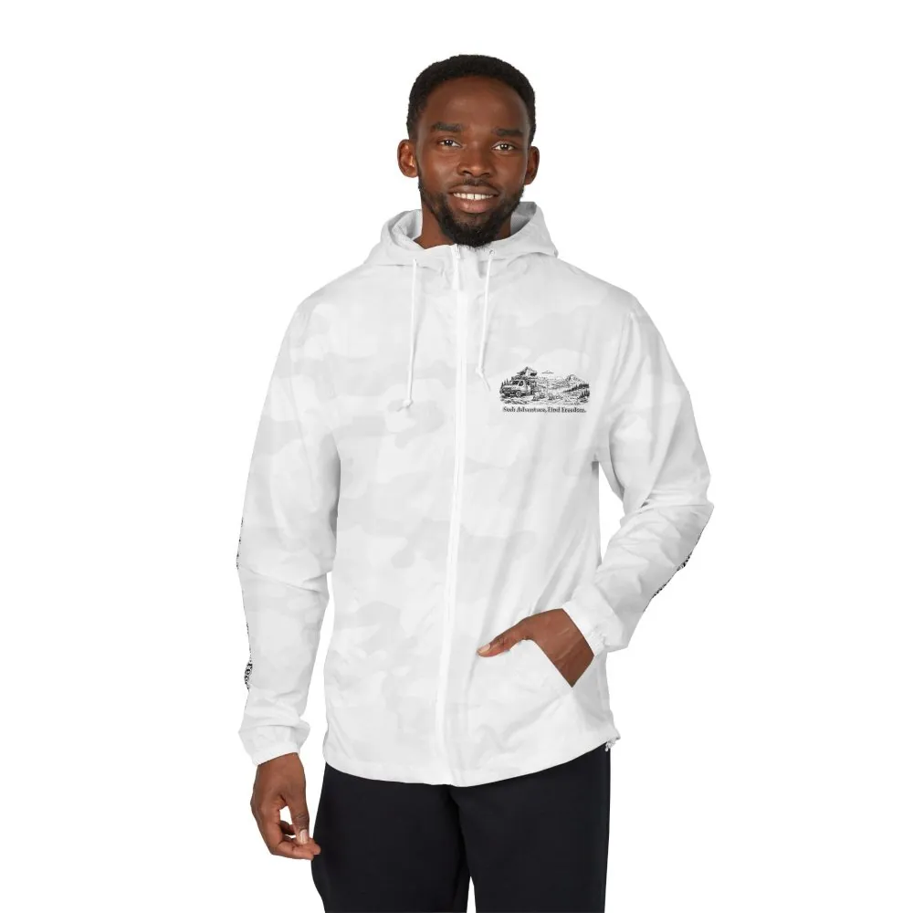 6856751918806471630_2048.jpeg Unisex Full-Zip Windbreaker Jacket — "Seek Adventure, Find Freedom" (Design "Minimal-Line")