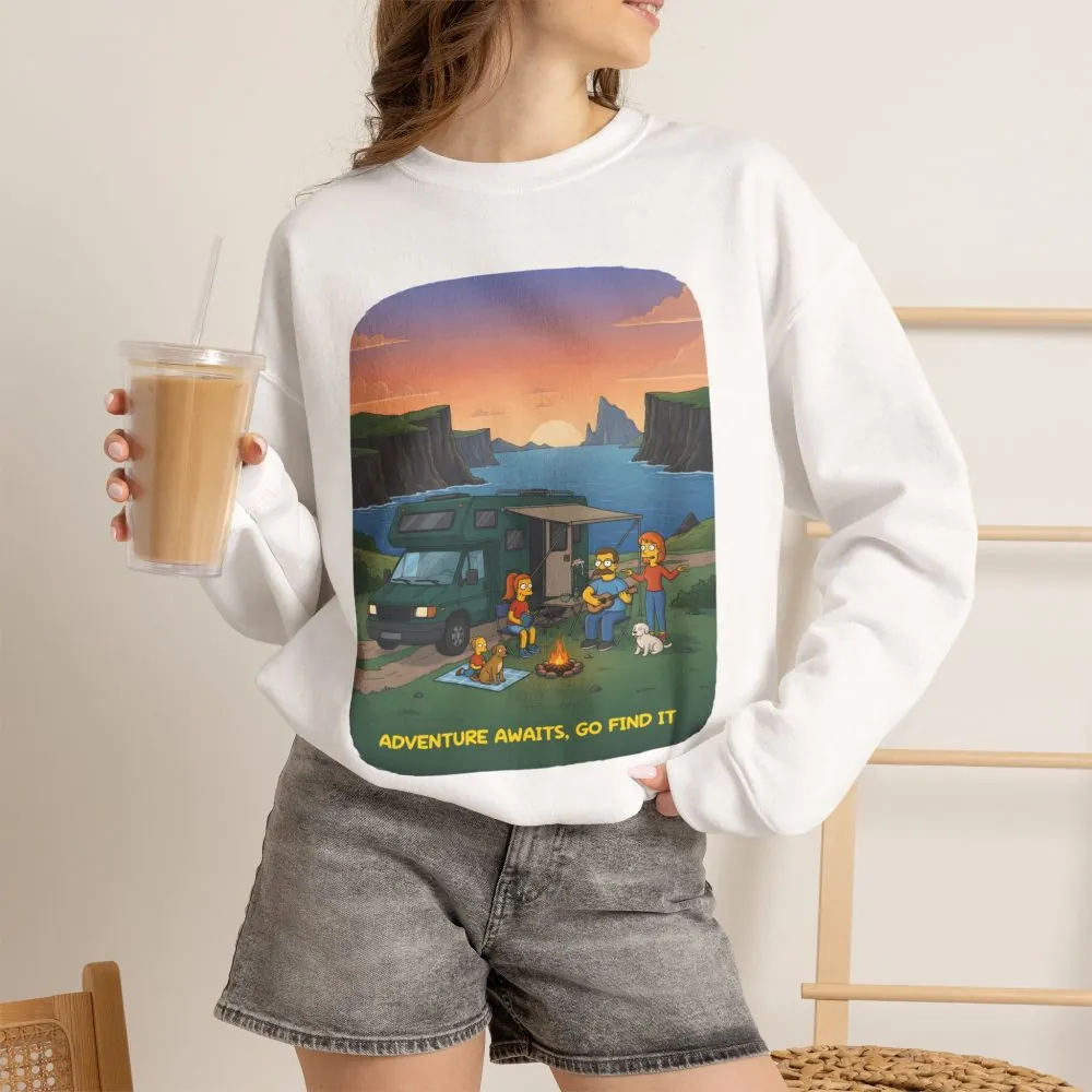 6859090906964641415_2048.jpeg Unisex Heavy Blend™ Crewneck Sweatshirt — "Adventure Awaits-Go Find It"" Design Sitcom-Line
