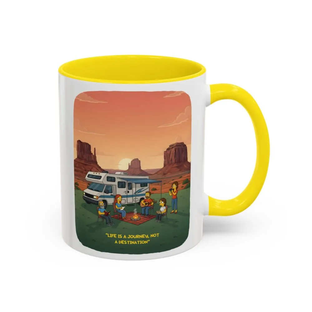 Accent Coffee Mug (11, 15oz) — "Life Is A Journey-Not A Destination" Design Sitcom-Line