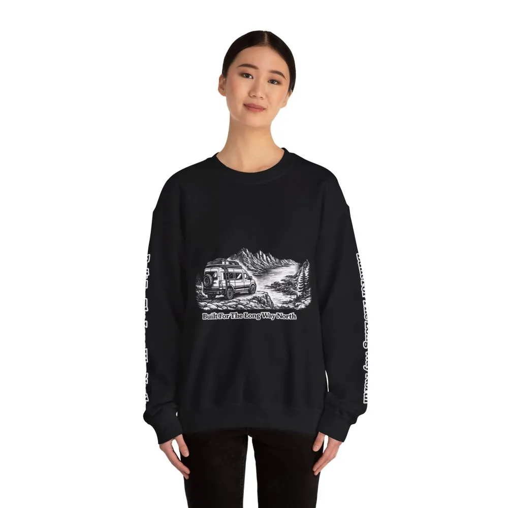 6878924886628877774_2048.jpeg Unisex Heavy Blend™ Crewneck Sweatshirt — "Built For The Long Way North" Design Minimal-Line