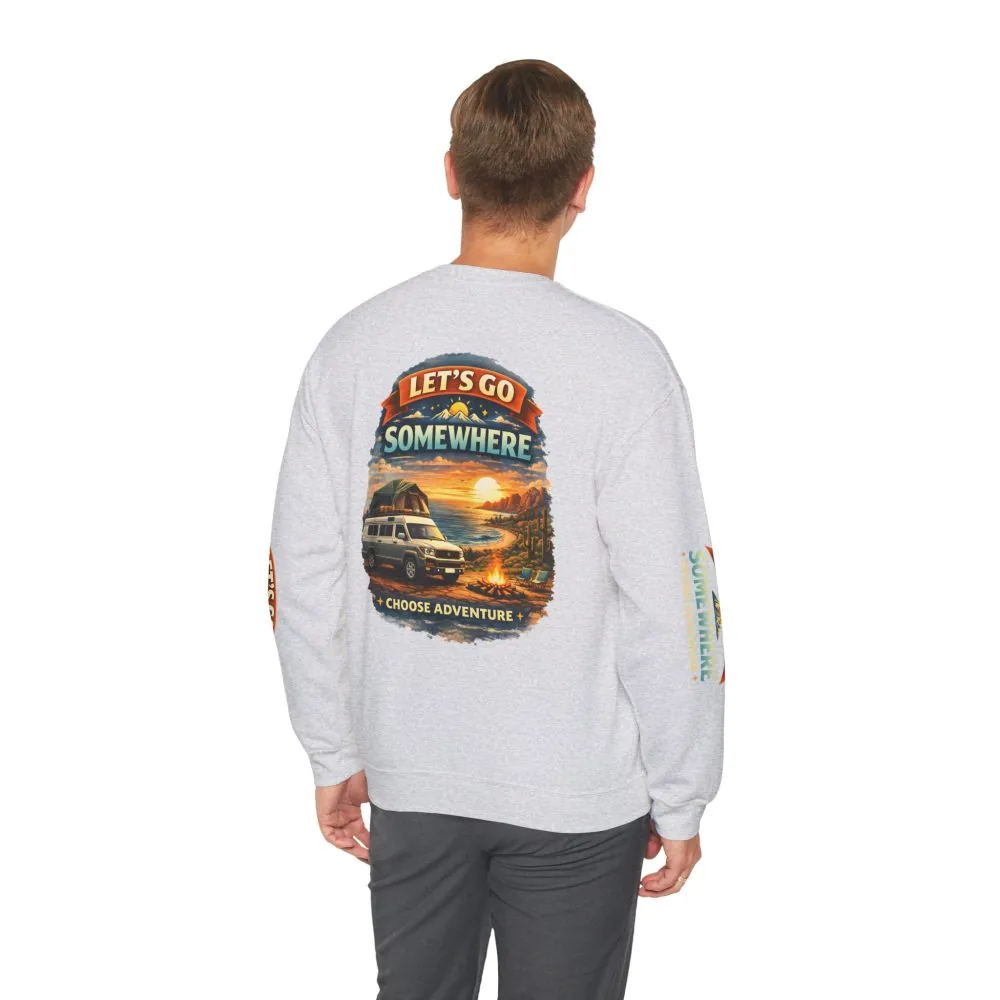 6881642652182714799_2048.jpeg Unisex Heavy Blend™ Crewneck Sweatshirt — "Lets Go Somewhere" Design Scenic-Line