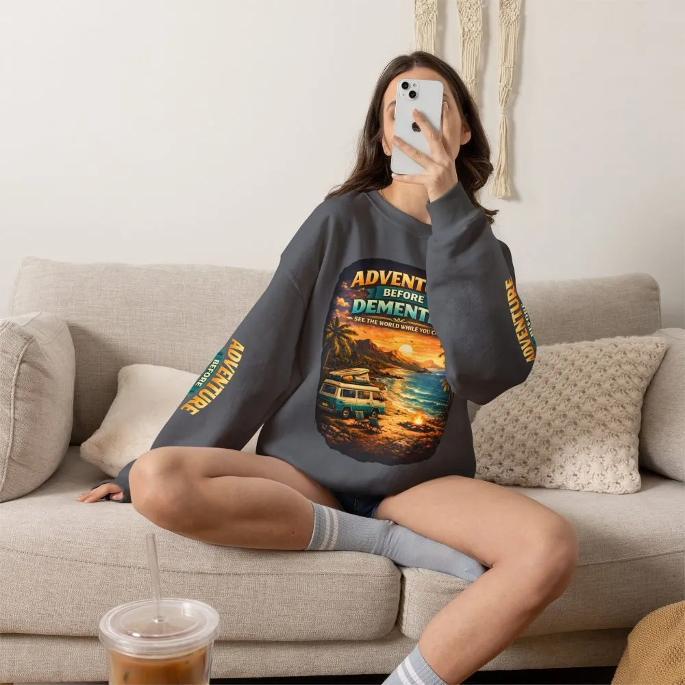 6886649107872012950_2048.jpeg Unisex Heavy Blend™ Crewneck Sweatshirt — "Adventure Before Dementia" Design Scenic-Line