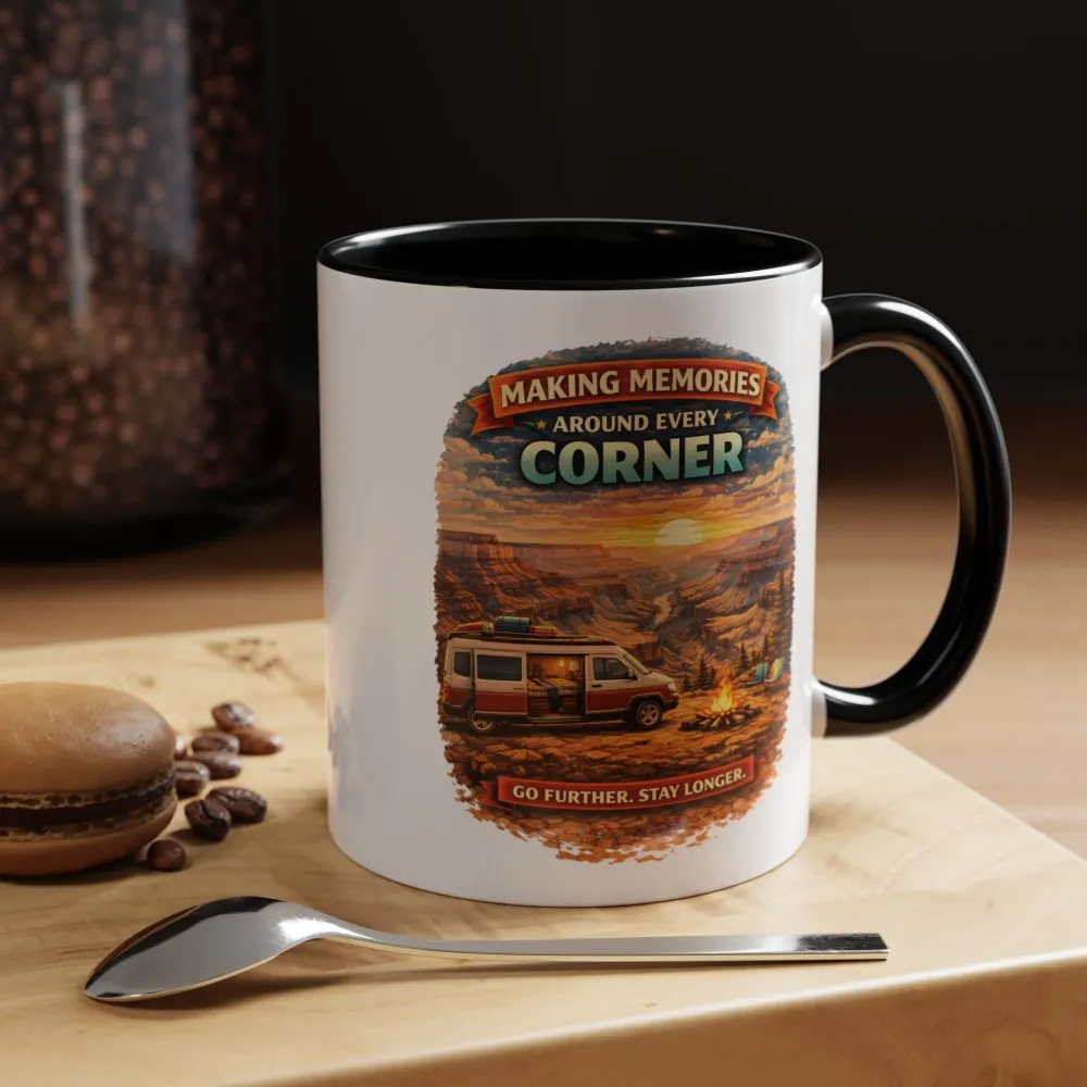 Accent Coffee Mug (11, 15oz) — "Making Memories Around Every Corner" Design Scenic-Line