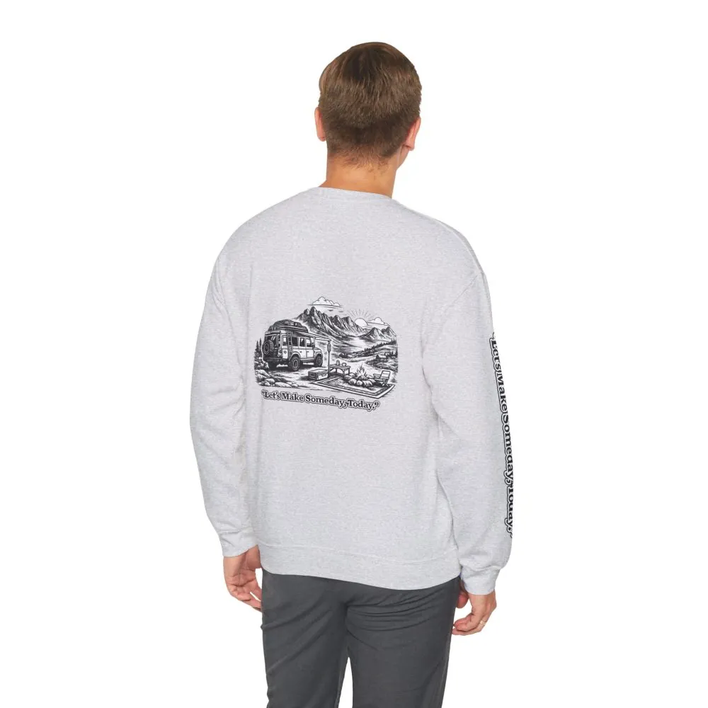 6901653329285043336_2048.jpeg Unisex Heavy Blend™ Crewneck Sweatshirt — "Lets make Someday, Today?" Design Minimal-Line