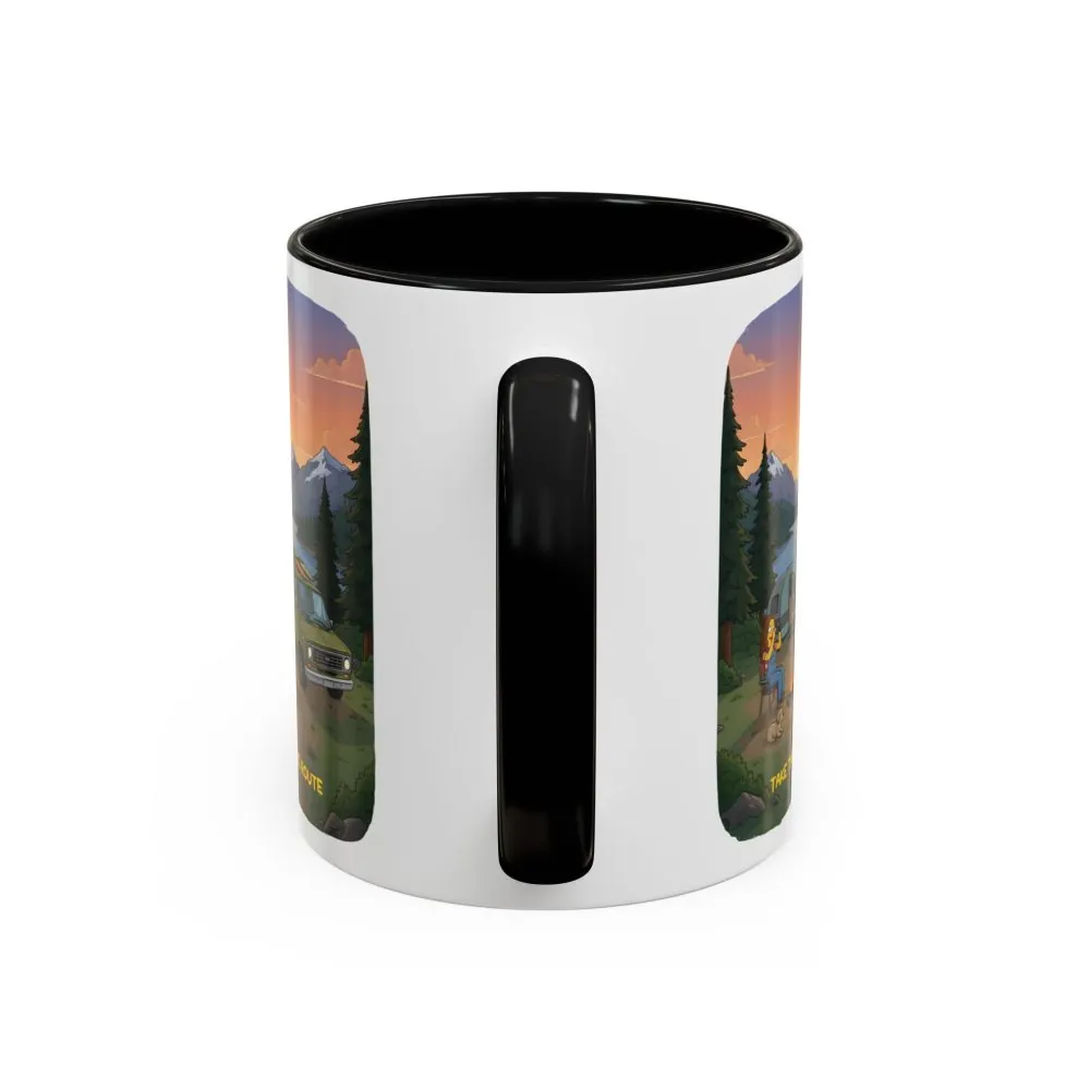 Accent Coffee Mug (11, 15oz) — "Take The Scenic Route" Design Sitcom-Line