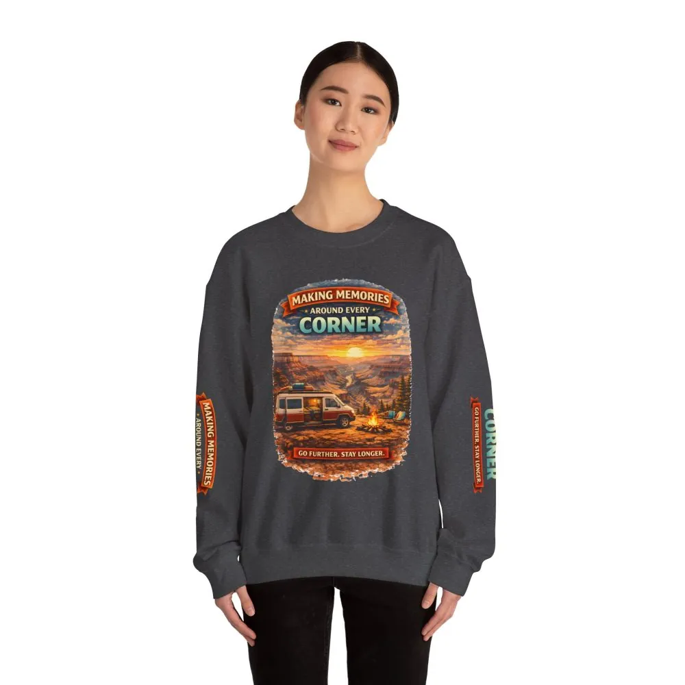 6924940848450288497_2048.jpeg Unisex Heavy Blend™ Crewneck Sweatshirt — "Making Memories Around Every Corner" Design Scenic-Line