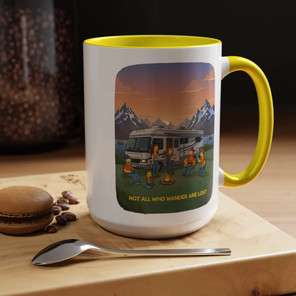 Accent Coffee Mug (11, 15oz) — "Not All Who Wander Are Lost" Design Sitcom-Line