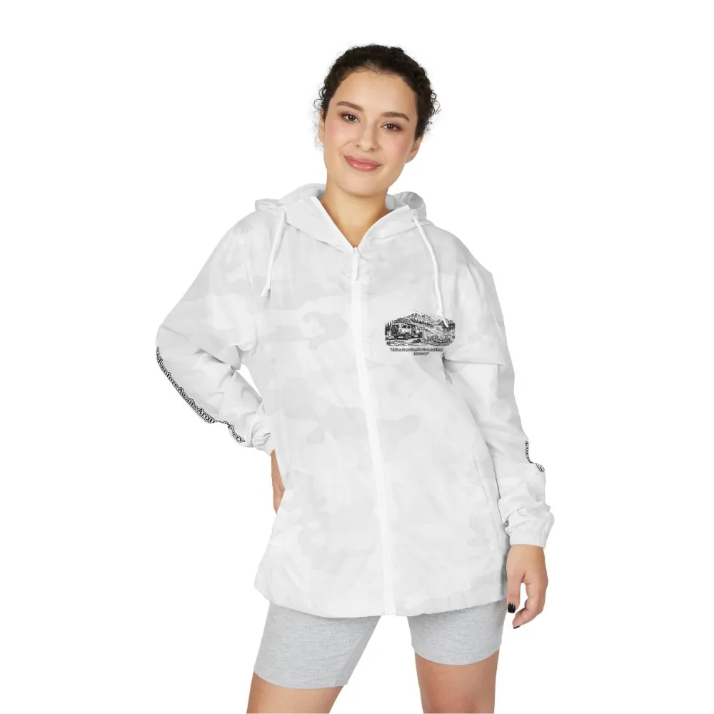 Unisex Full-Zip Windbreaker Jacket — "Adventure Awaits" (Design "Minimal-Line")