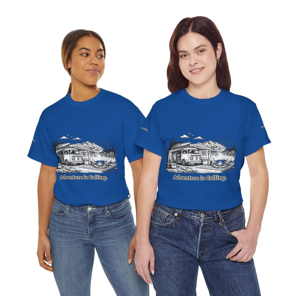6944013892172789845_2048.jpeg Unisex Heavy Cotton Tee — "Adventure Is Calling" Design Minimal-Line