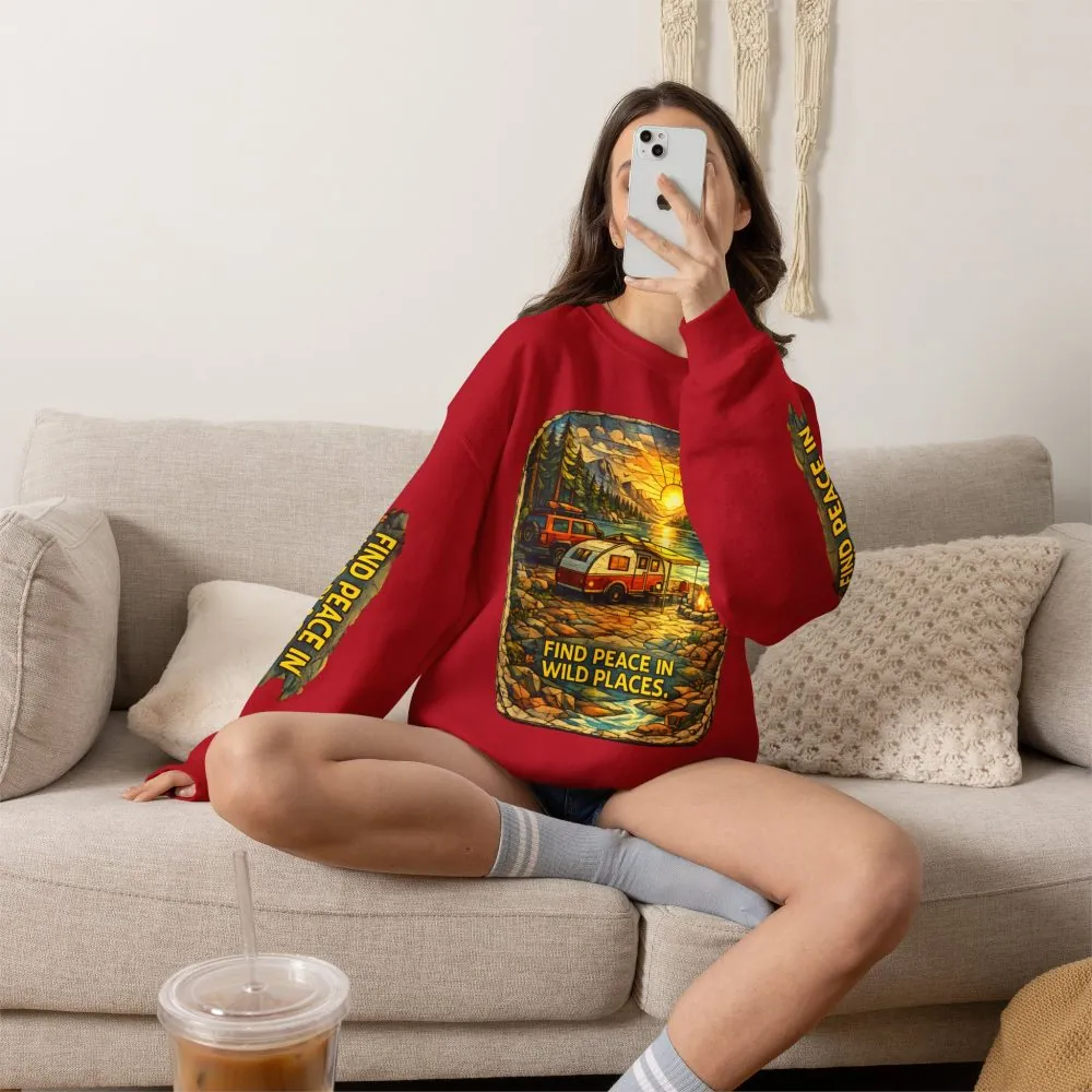 6945052424445628211_2048.jpeg Unisex Heavy Blend™ Crewneck Sweatshirt — "Find Peace In Wild Places" Design Cubic-Line