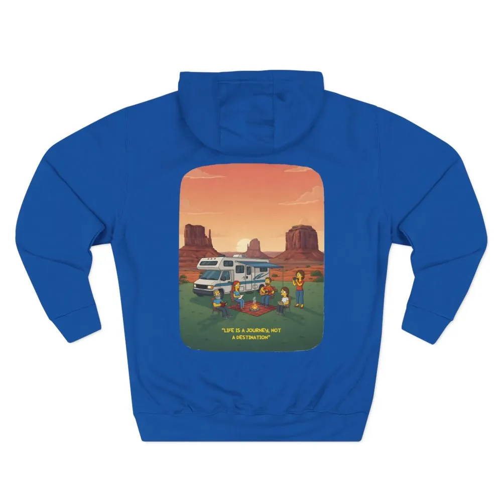 Three-Panel Fleece Hoodie - "Life Is A Journey-Not A Destination" Design Sitcom-Line