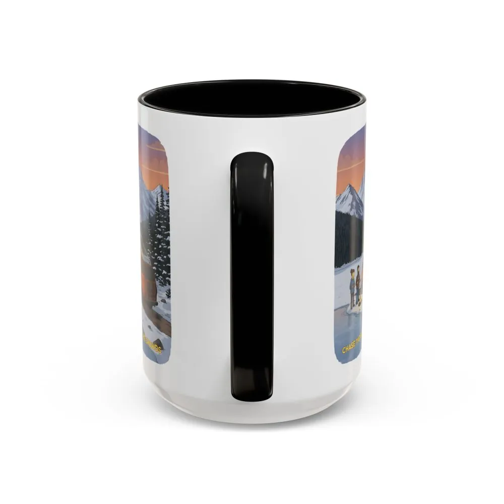 Accent Coffee Mug (11, 15oz) — "Chase The Views-Not The Crowds"" Design Sitcom-Line