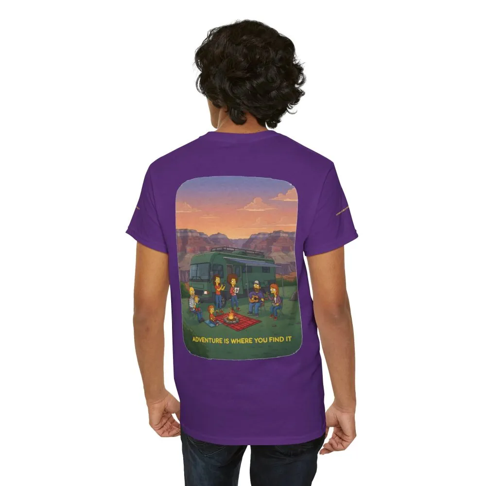 Unisex Heavy Cotton Tee — "Adventure Is Where You Find It" Design Sitcom-Line