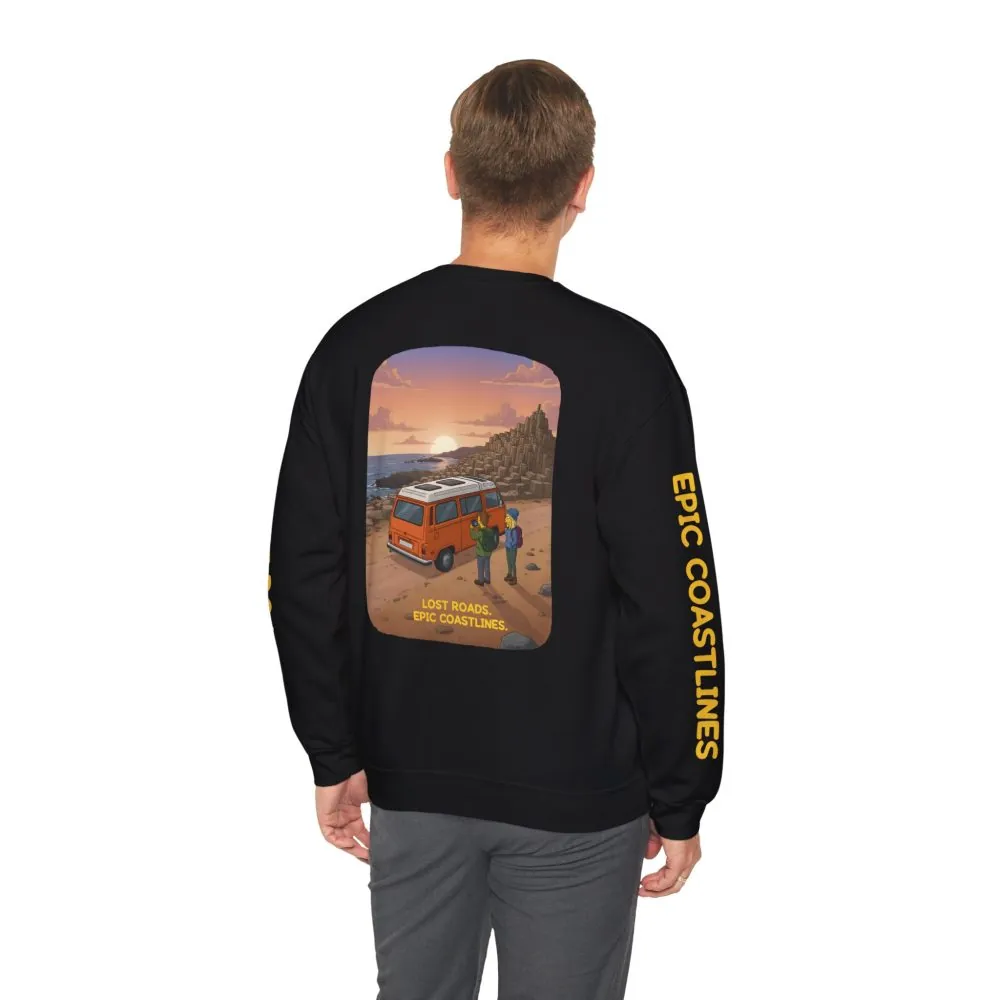 6978095950493497326_2048.jpeg Unisex Heavy Blend™ Crewneck Sweatshirt — "Lost Roads Epic Coastlines" Design Sitcom-Line