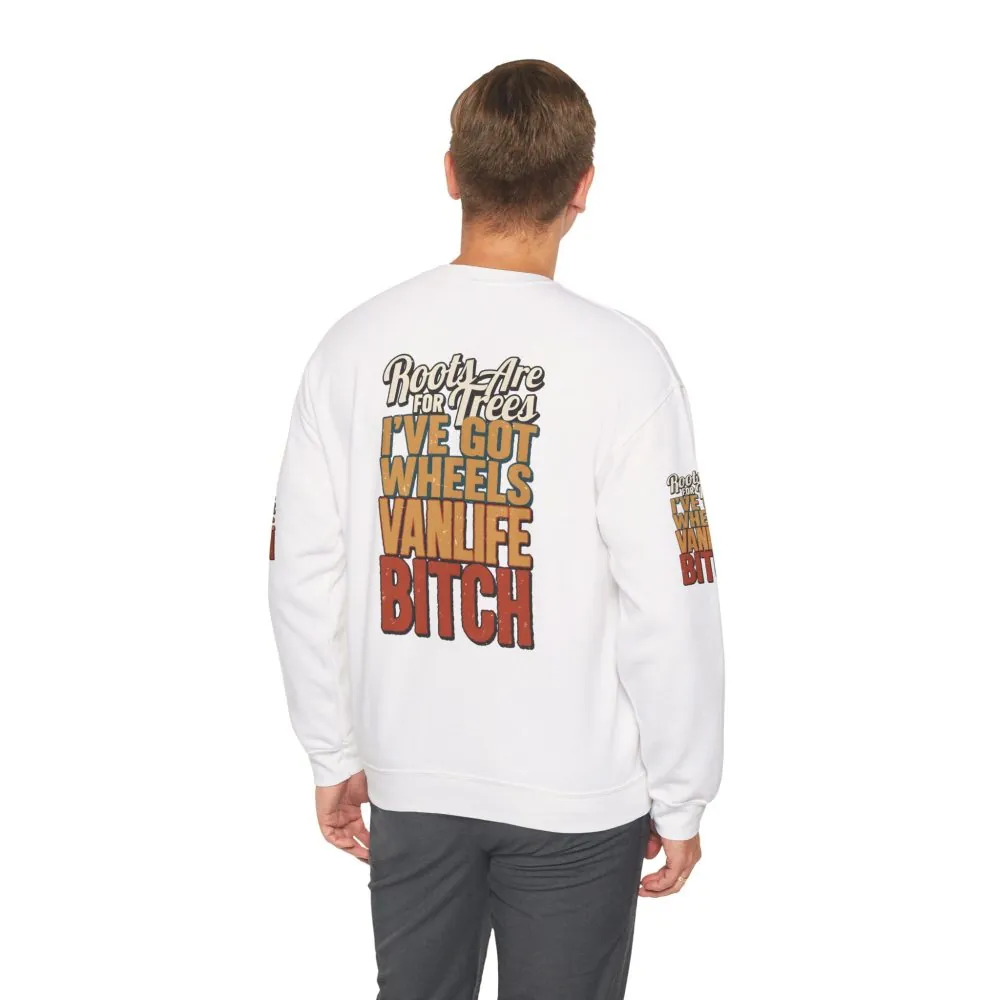 Unisex Heavy Blend™ Crewneck Sweatshirt — "Roots Are For Trees" Design F**K-Line