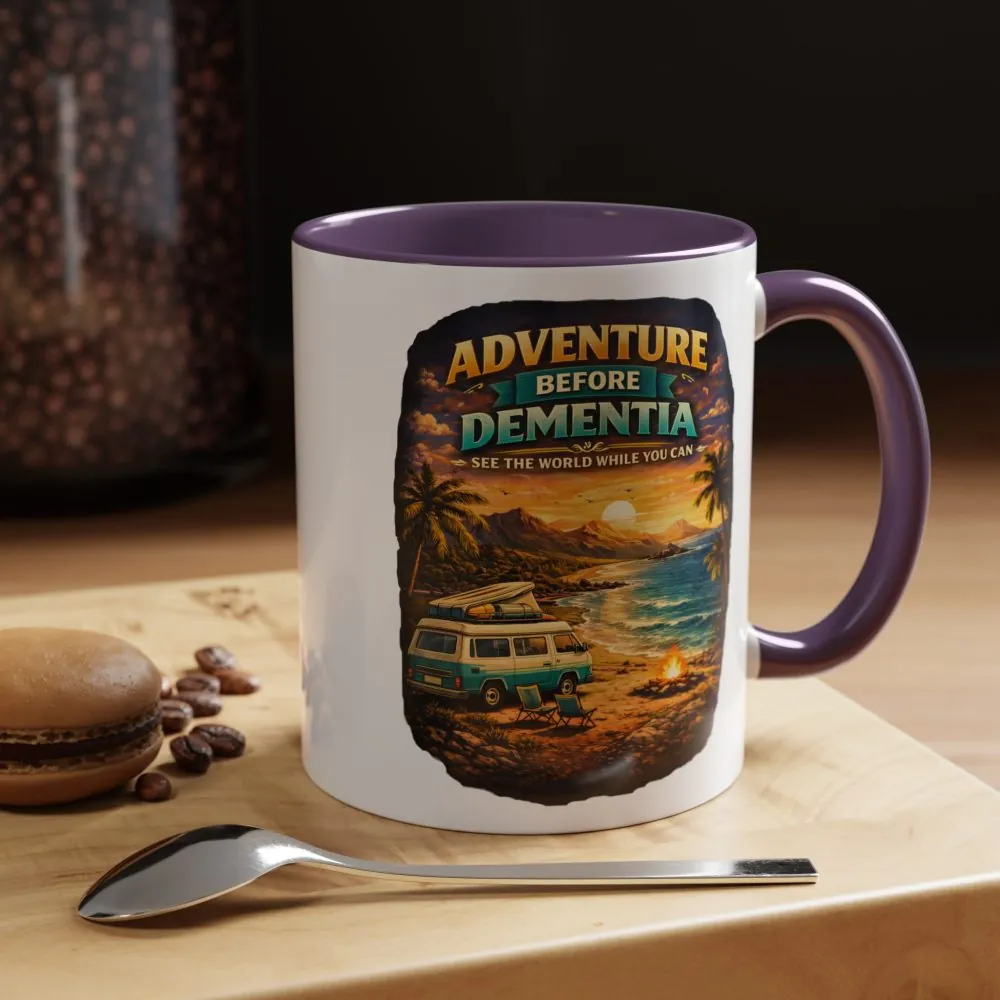 Accent Coffee Mug (11, 15oz) — "Adventure Before Dementia" Design Scenic-Line