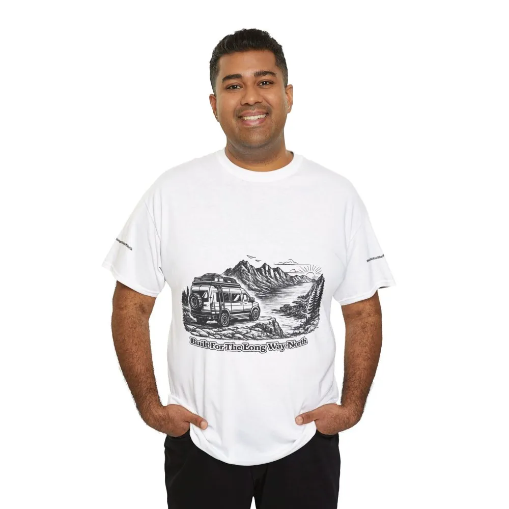 Unisex Heavy Cotton Tee — "Built For The Long Way North" Design Minimal-Line