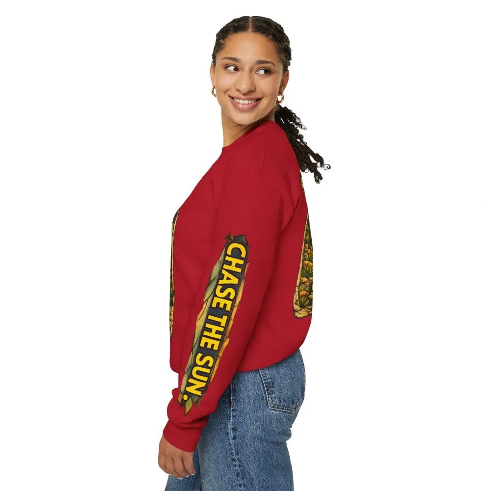 6990641629832243167_2048.jpeg Unisex Heavy Blend™ Crewneck Sweatshirt — "Chase The Sun" Design Cubic-Line