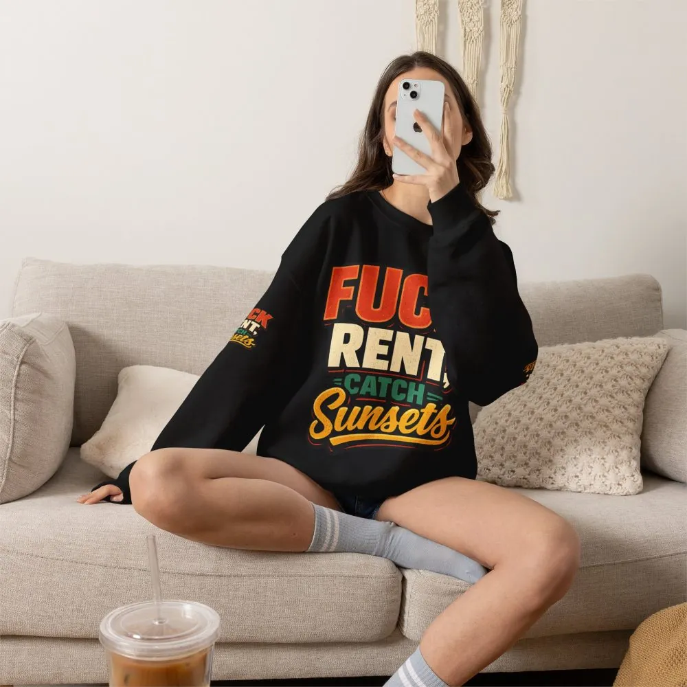 6994290960510345207_2048.jpeg Unisex Heavy Blend™ Crewneck Sweatshirt — "Fuck Rent Catch Sunsets" Design F**K-Line