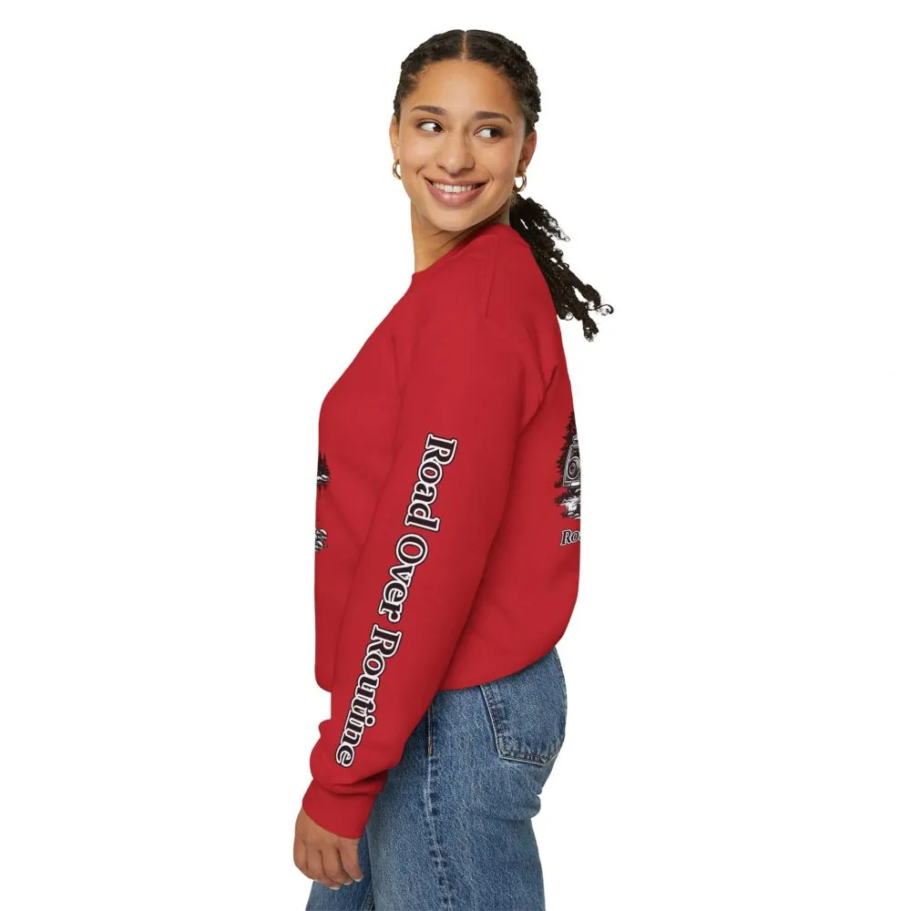 6996423822280854799_2048.jpeg Unisex Heavy Blend™ Crewneck Sweatshirt — "Road Over Routine" Design Minimal-Line