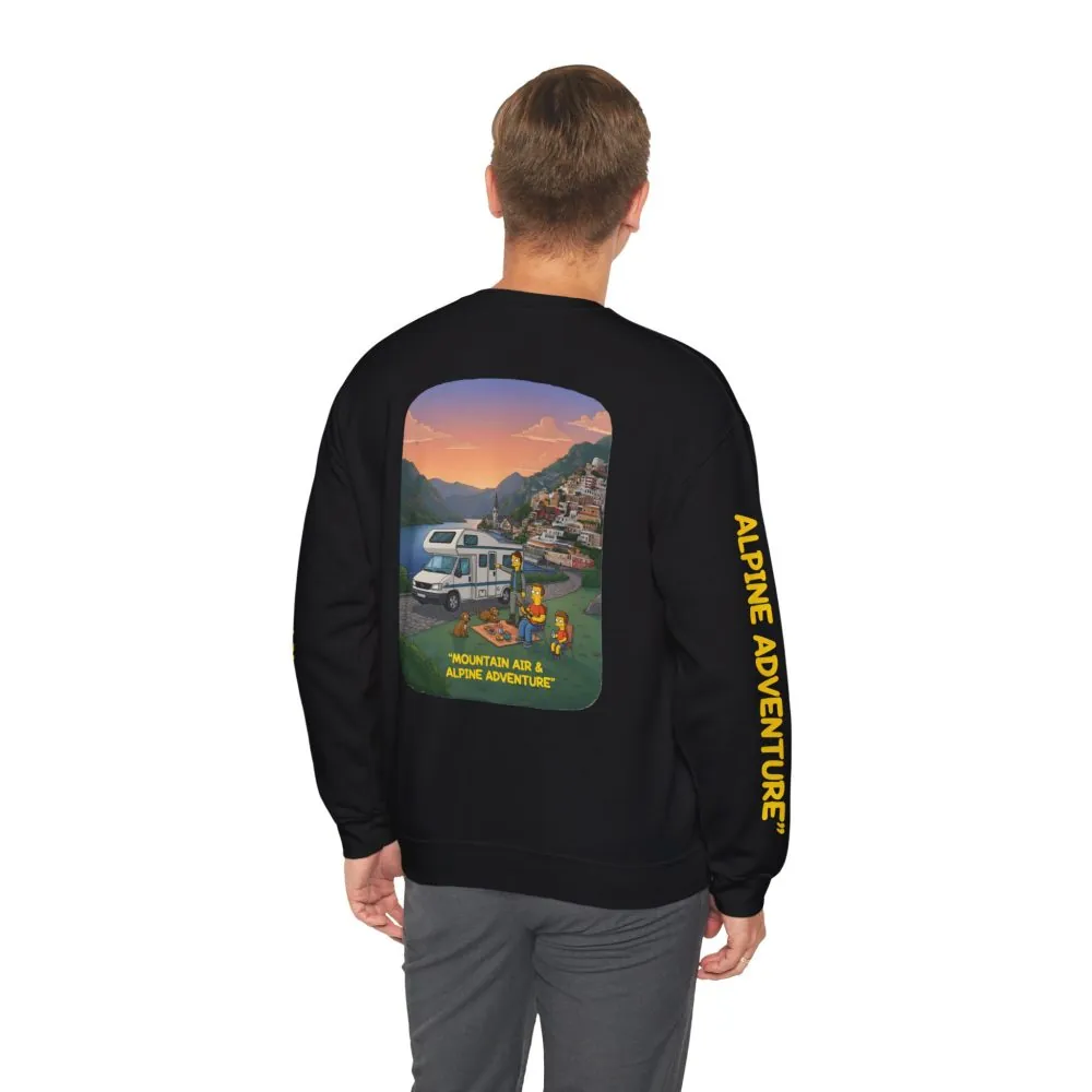 Unisex Heavy Blend™ Crewneck Sweatshirt — "Mountain Air-Alpine Adventure" Design Sitcom-Line