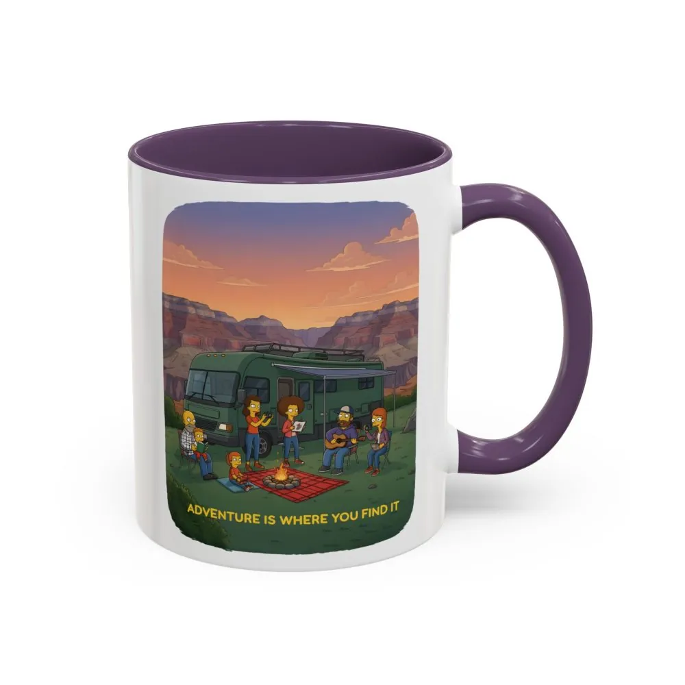 Accent Coffee Mug (11, 15oz) — "Adventure Is Where You Find It" Design Sitcom-Line