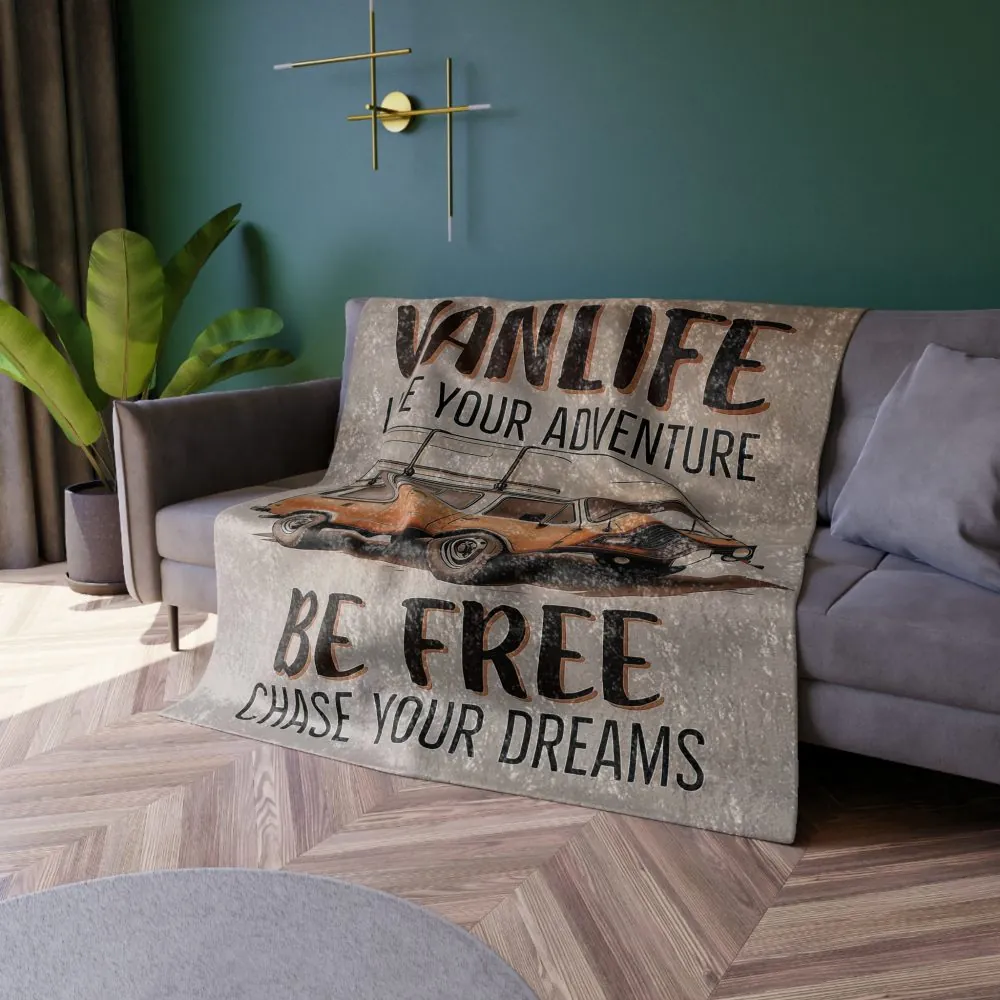 7028626028081972103_2048.jpeg Crushed Velvet Blanket — Vanlife "Be Free, Chase Your Dreams" Cozy Throw
